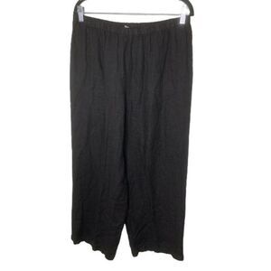 Hot Cotton Black Linen Pull On Wide Leg Pants L